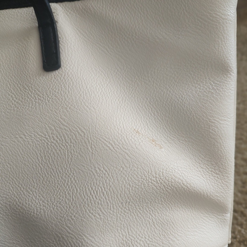 Nine West Colorblock Tote Bag White Navy Blue Black Faux Leather Shoulder‎ Bag